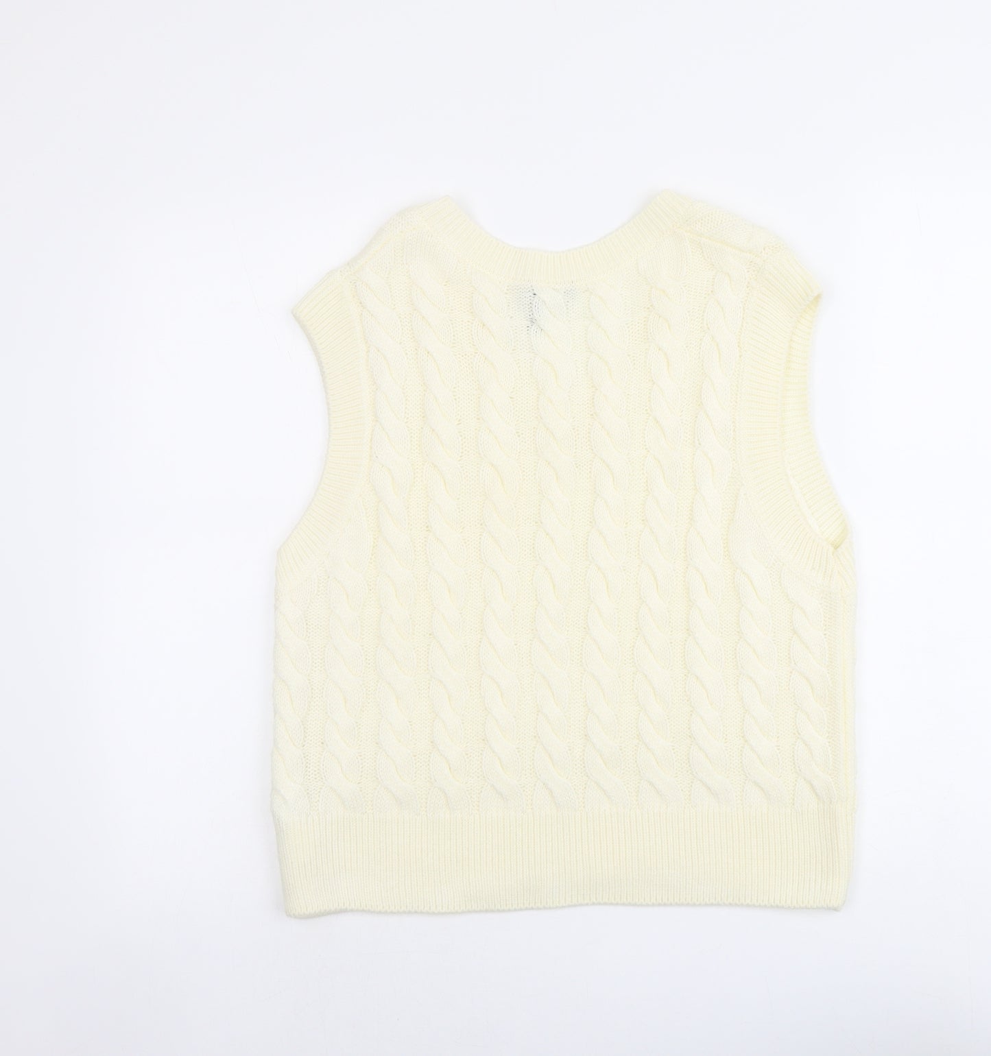New Look Womens Ivory V-Neck Acrylic Vest Jumper Size M