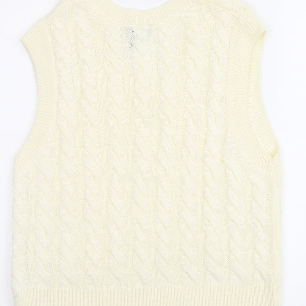 New Look Womens Ivory V-Neck Acrylic Vest Jumper Size M