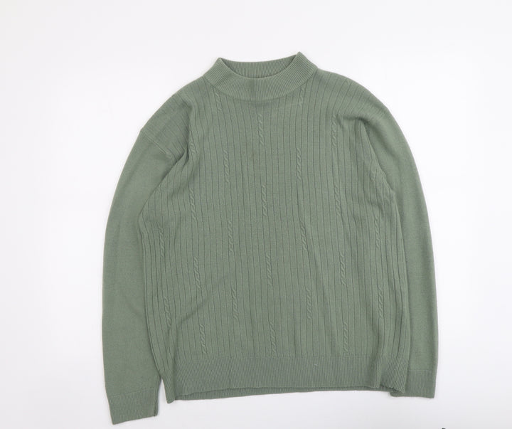 Bonmarché Womens Green Round Neck Acrylic Pullover Jumper Size L
