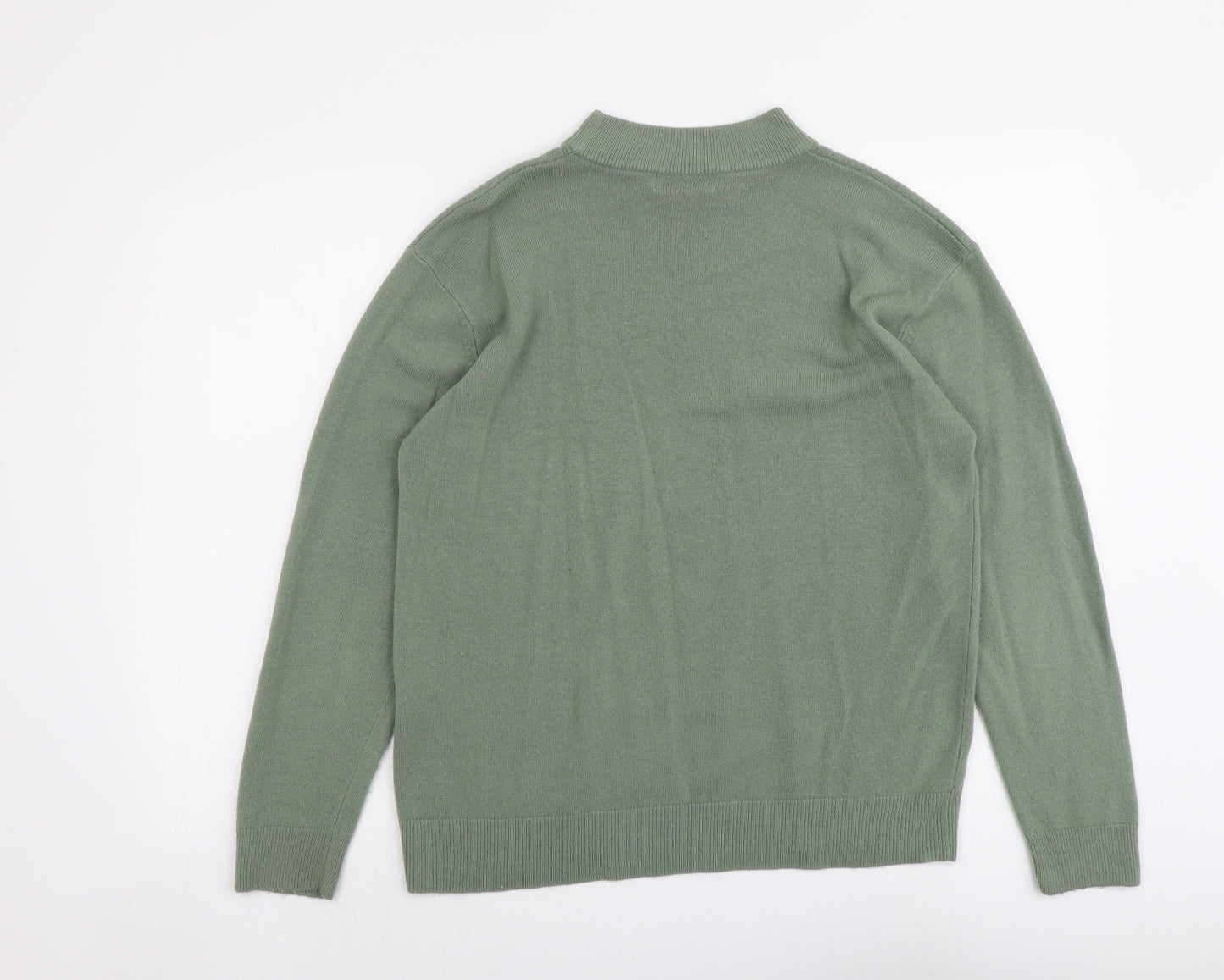 Bonmarché Womens Green Round Neck Acrylic Pullover Jumper Size L