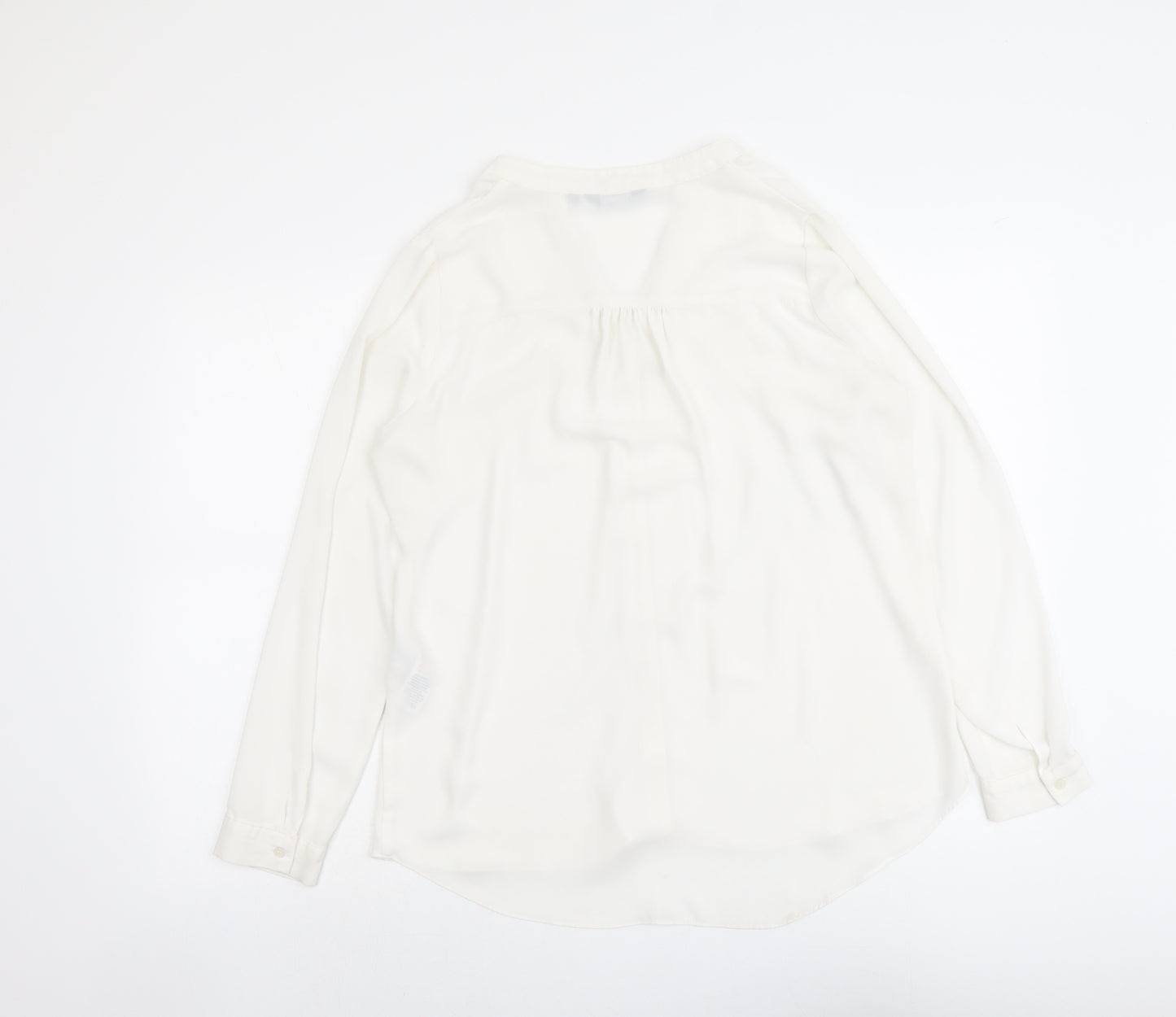 New Look Womens White Polyester Basic Button-Up Size 14 V-Neck