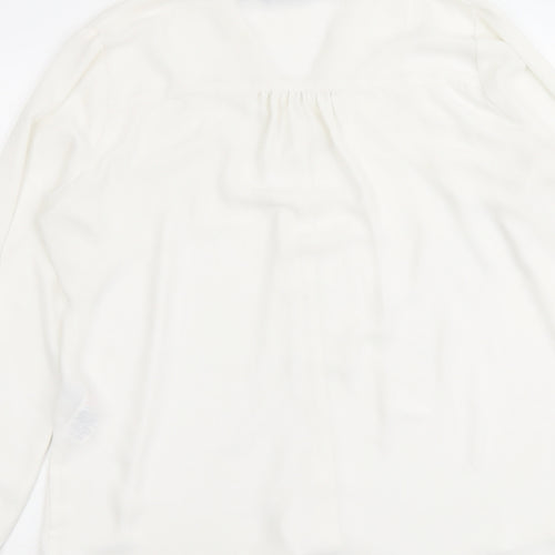New Look Womens White Polyester Basic Button-Up Size 14 V-Neck