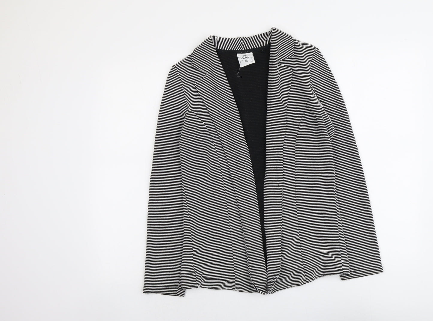 NEXT Womens Black Striped Polyester Jacket Blazer Size 14