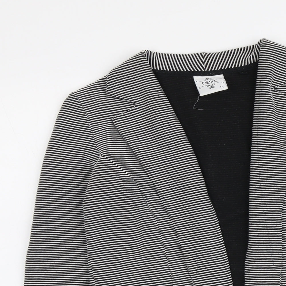 NEXT Womens Black Striped Polyester Jacket Blazer Size 14