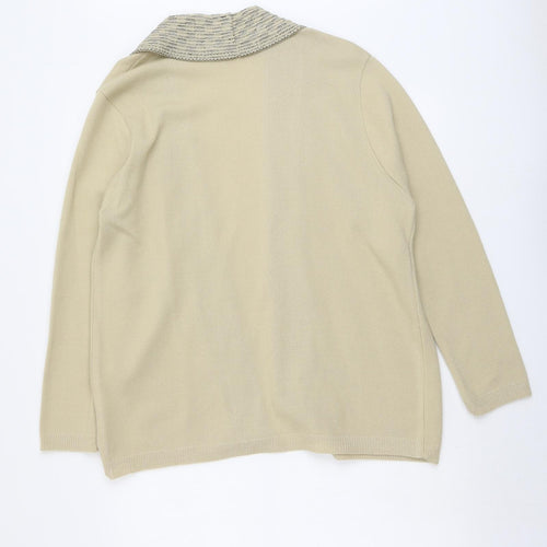 Lizzi Clarke Womens Beige V-Neck Acrylic Cardigan Jumper Size L