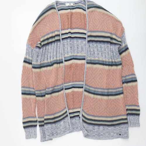 AJC Fashion Womens Multicoloured V-Neck Striped Cotton Cardigan Jumper Size 10