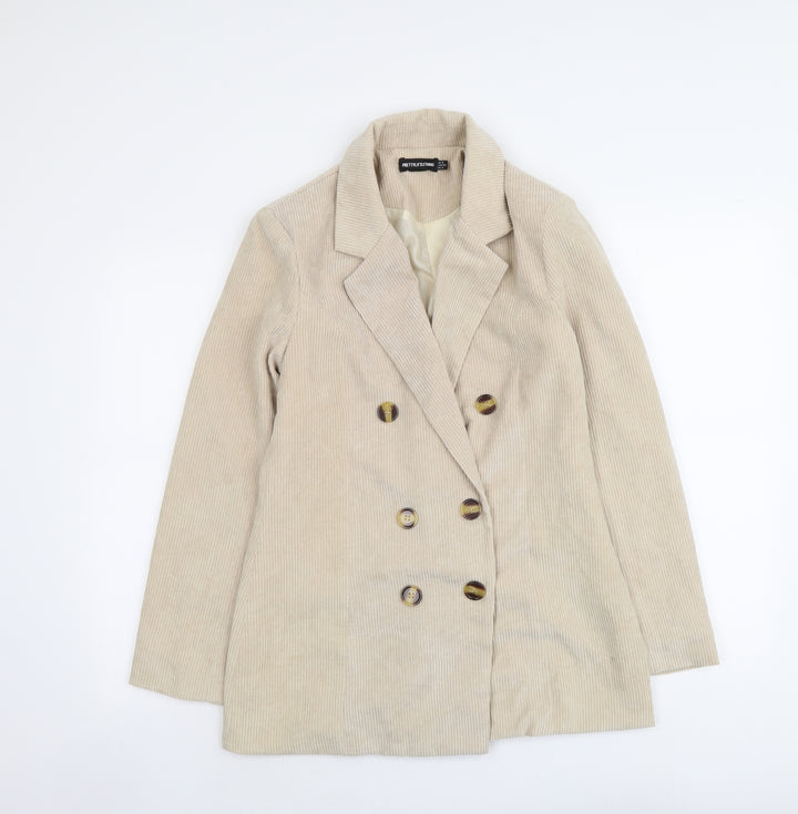 PRETTYLITTLETHING Womens Beige Jacket Size S Button