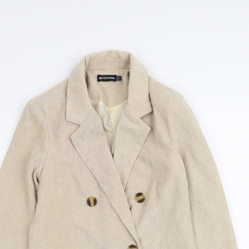PRETTYLITTLETHING Womens Beige Jacket Size S Button