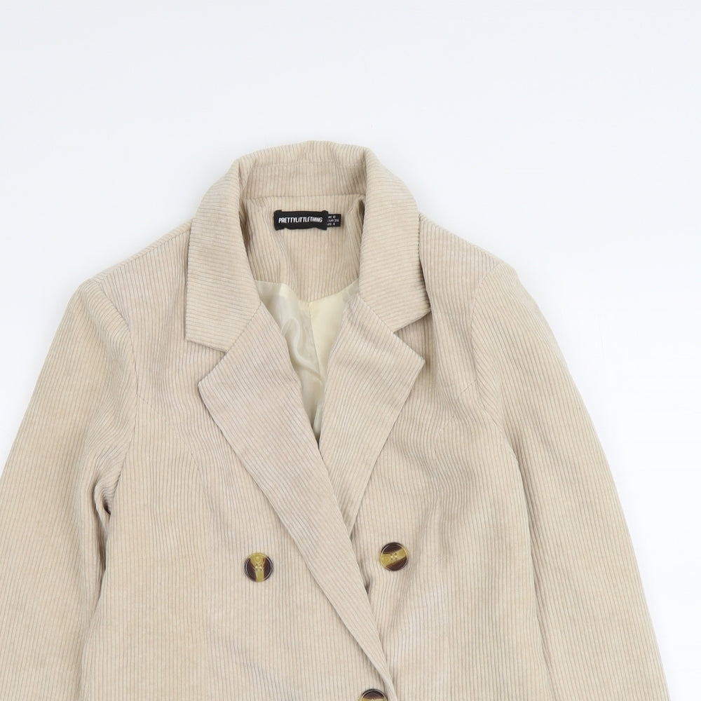 PRETTYLITTLETHING Womens Beige Jacket Size S Button