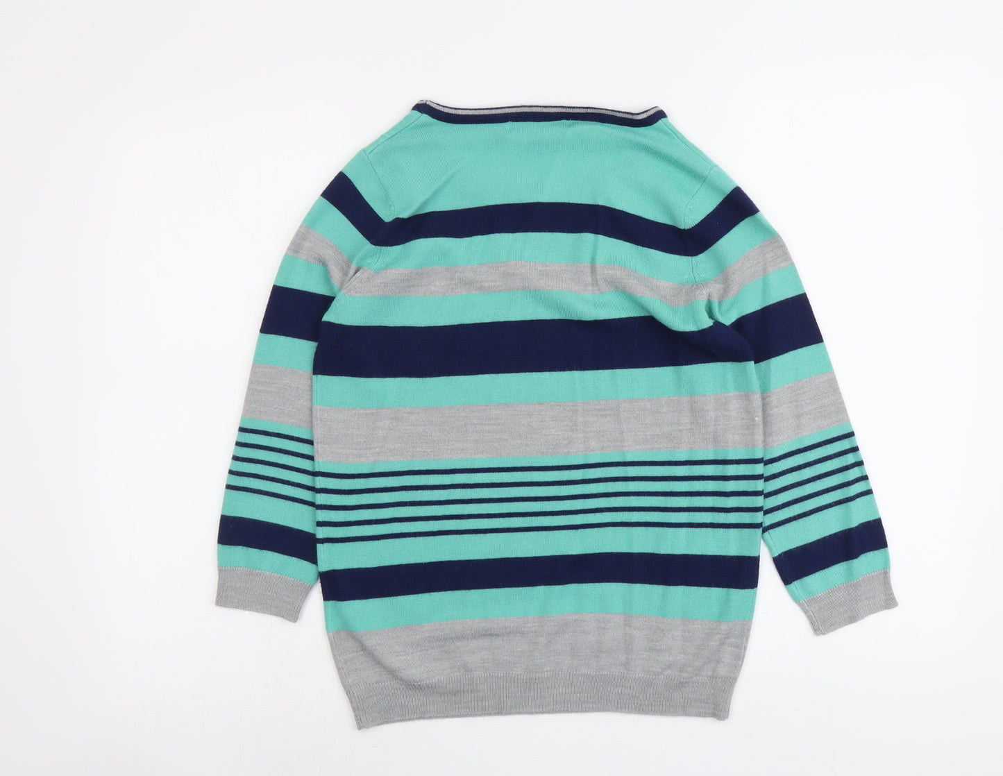 Julipa Womens Multicoloured Round Neck Striped Acrylic Pullover Jumper Size 10