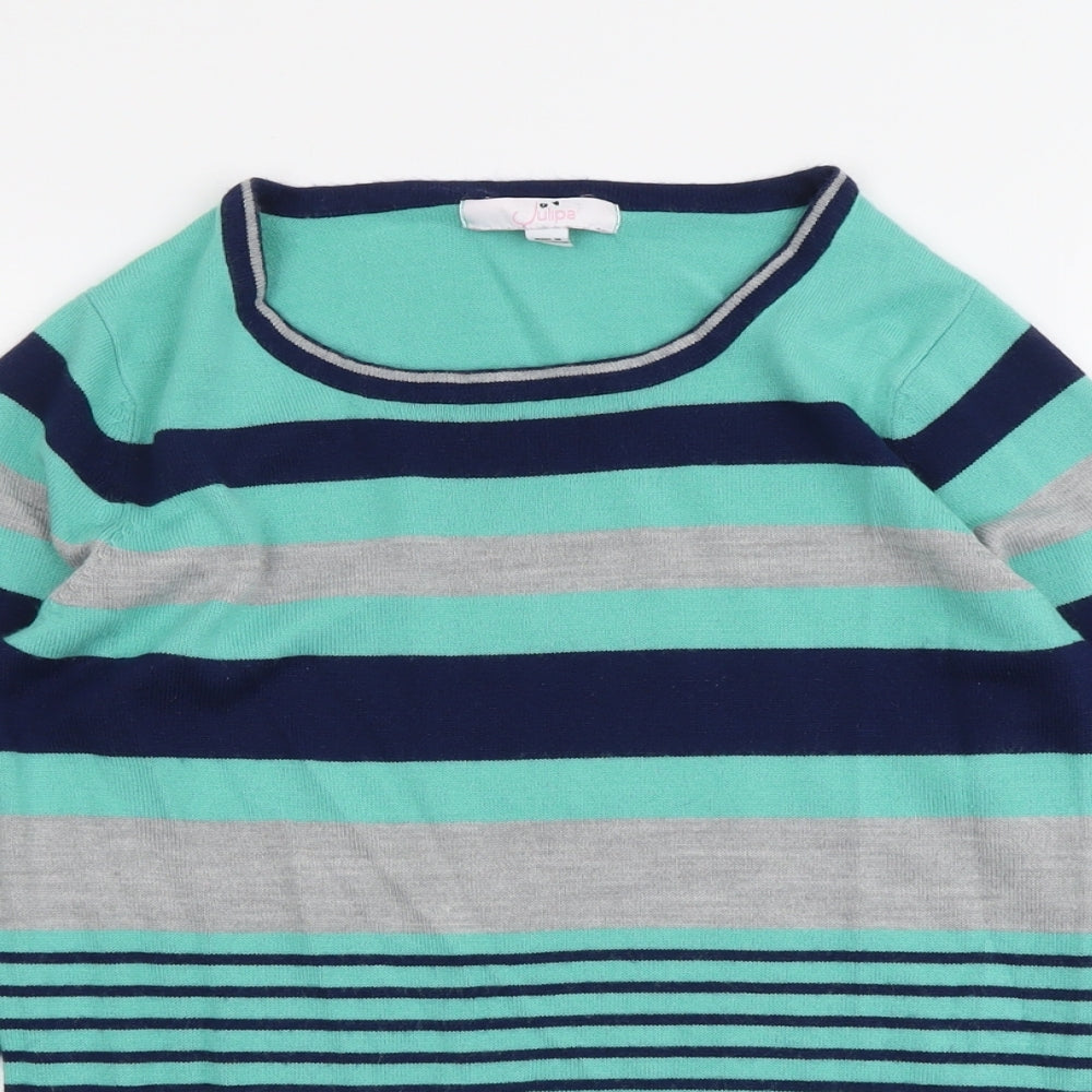 Julipa Womens Multicoloured Round Neck Striped Acrylic Pullover Jumper Size 10