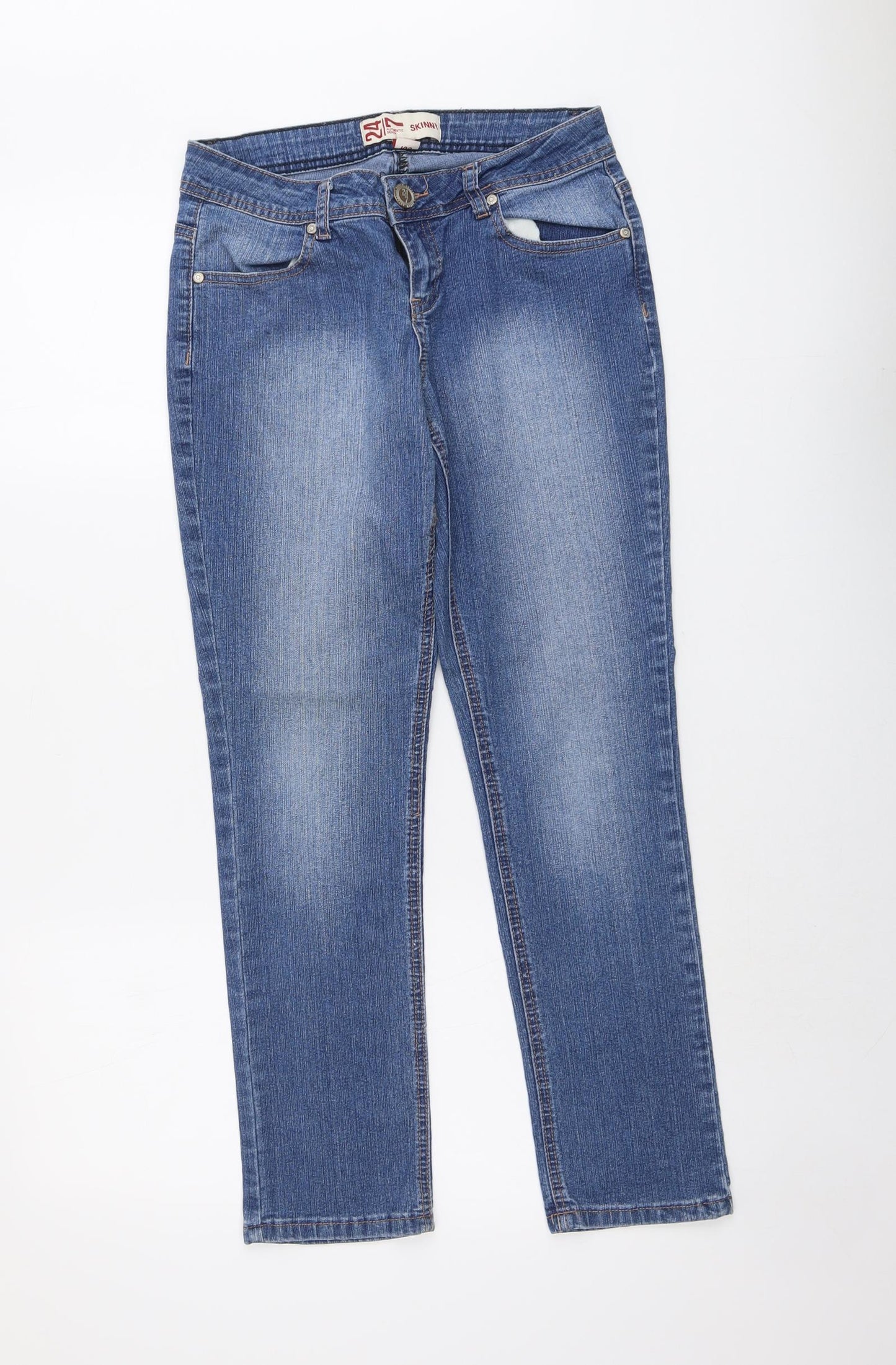 Authentic Denim Womens Blue Cotton Skinny Jeans Size 10 L28 in Regular Button