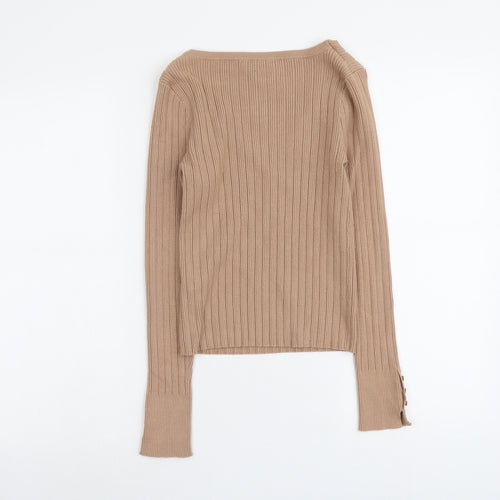 ASOS Womens Beige V-Neck Viscose Pullover Jumper Size 10