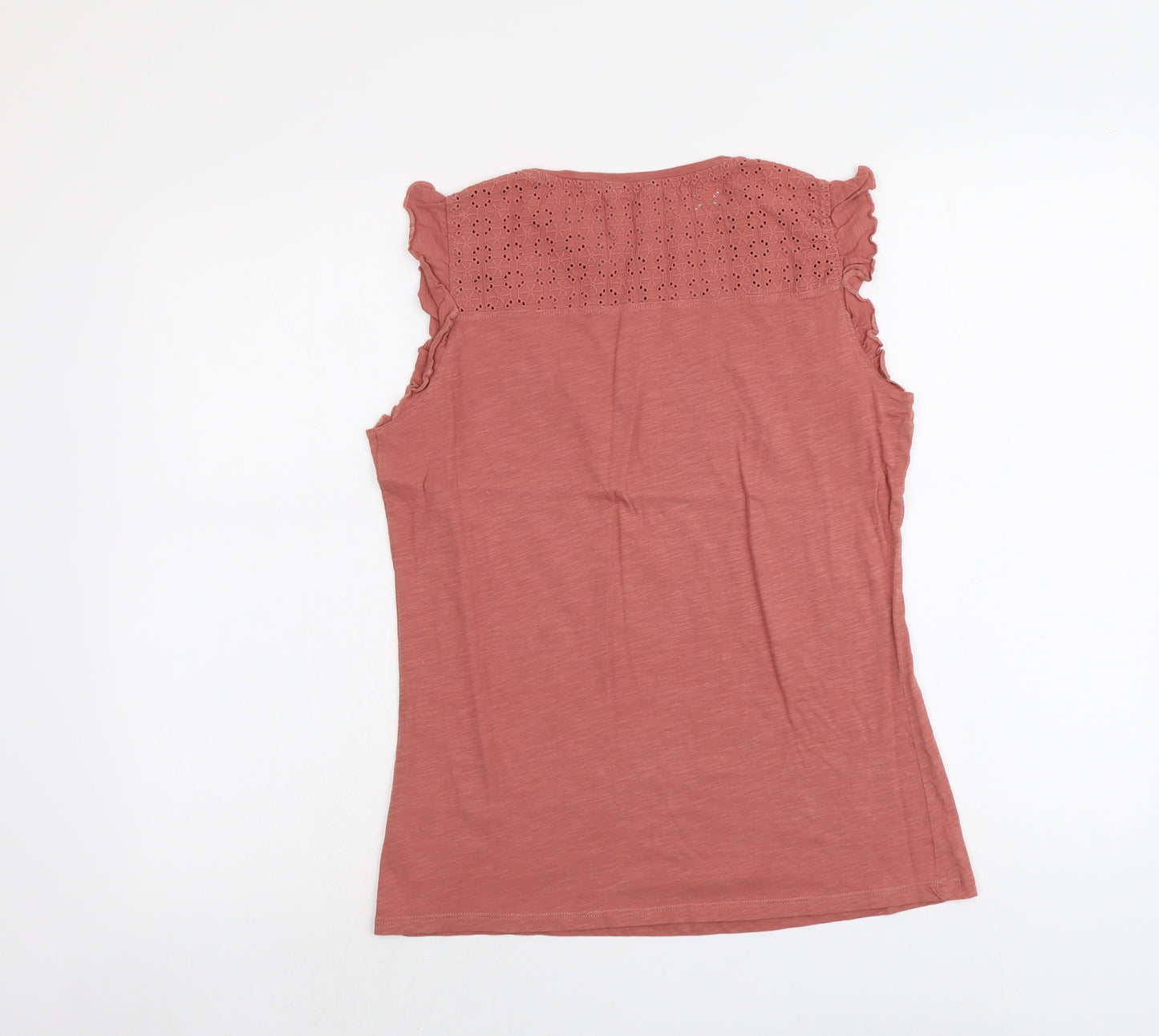 M&Co Womens Pink Cotton Basic T-Shirt Size 8 Round Neck