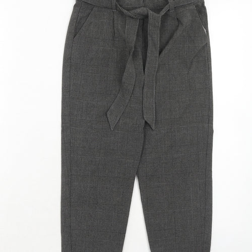 Vertbaudet Girls Grey Plaid Polyester Carrot Trousers Size 9 Years Regular Hook & Eye
