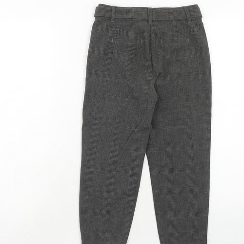 Vertbaudet Girls Grey Plaid Polyester Carrot Trousers Size 9 Years Regular Hook & Eye