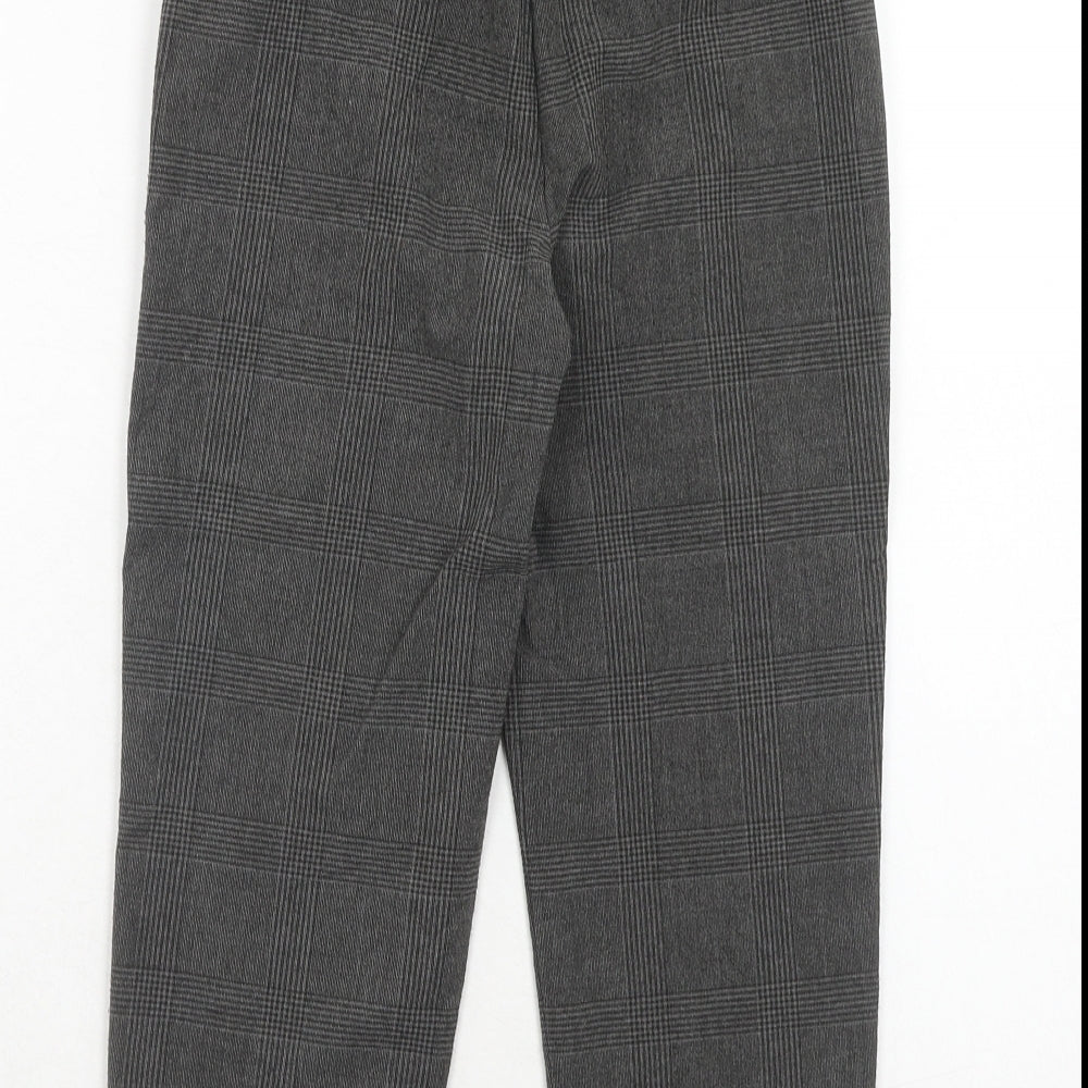 Vertbaudet Girls Grey Plaid Polyester Carrot Trousers Size 9 Years Regular Hook & Eye