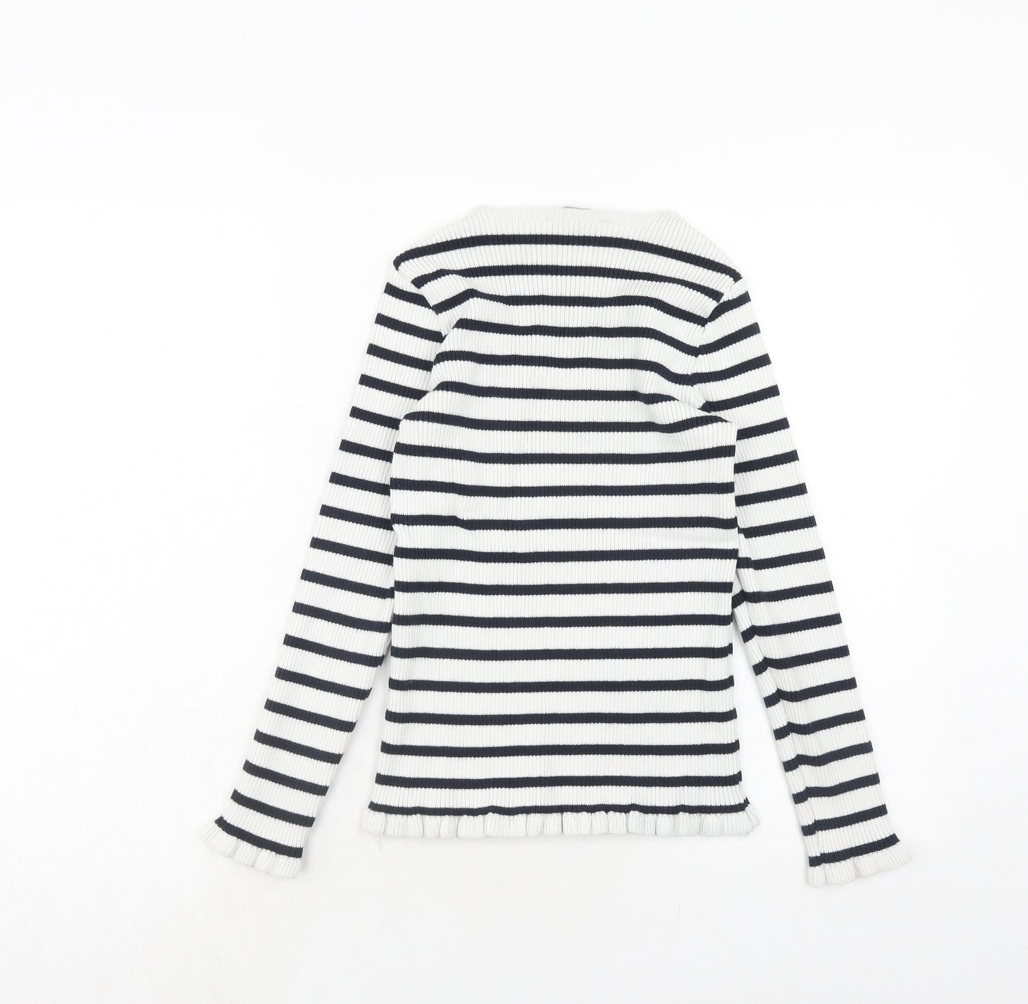 Dorothy Perkins Womens White Square Neck Striped Acrylic Pullover Jumper Size 12