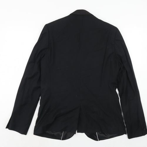 Topman Mens Black Polyester Jacket Suit Jacket Size 42 Regular