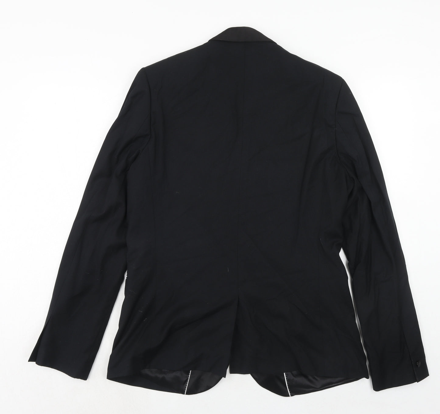 Topman Mens Black Polyester Jacket Suit Jacket Size 42 Regular