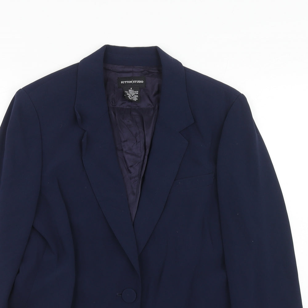 Sutton Studio Womens Blue Triacetate Jacket Suit Jacket Size 8