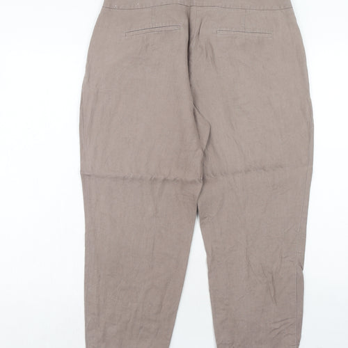LOFT Womens Brown Linen Chino Trousers Size 34 in Regular Hook & Eye