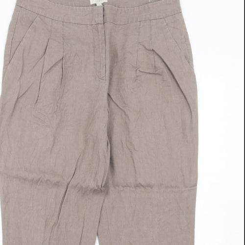 LOFT Womens Brown Linen Chino Trousers Size 34 in Regular Hook & Eye