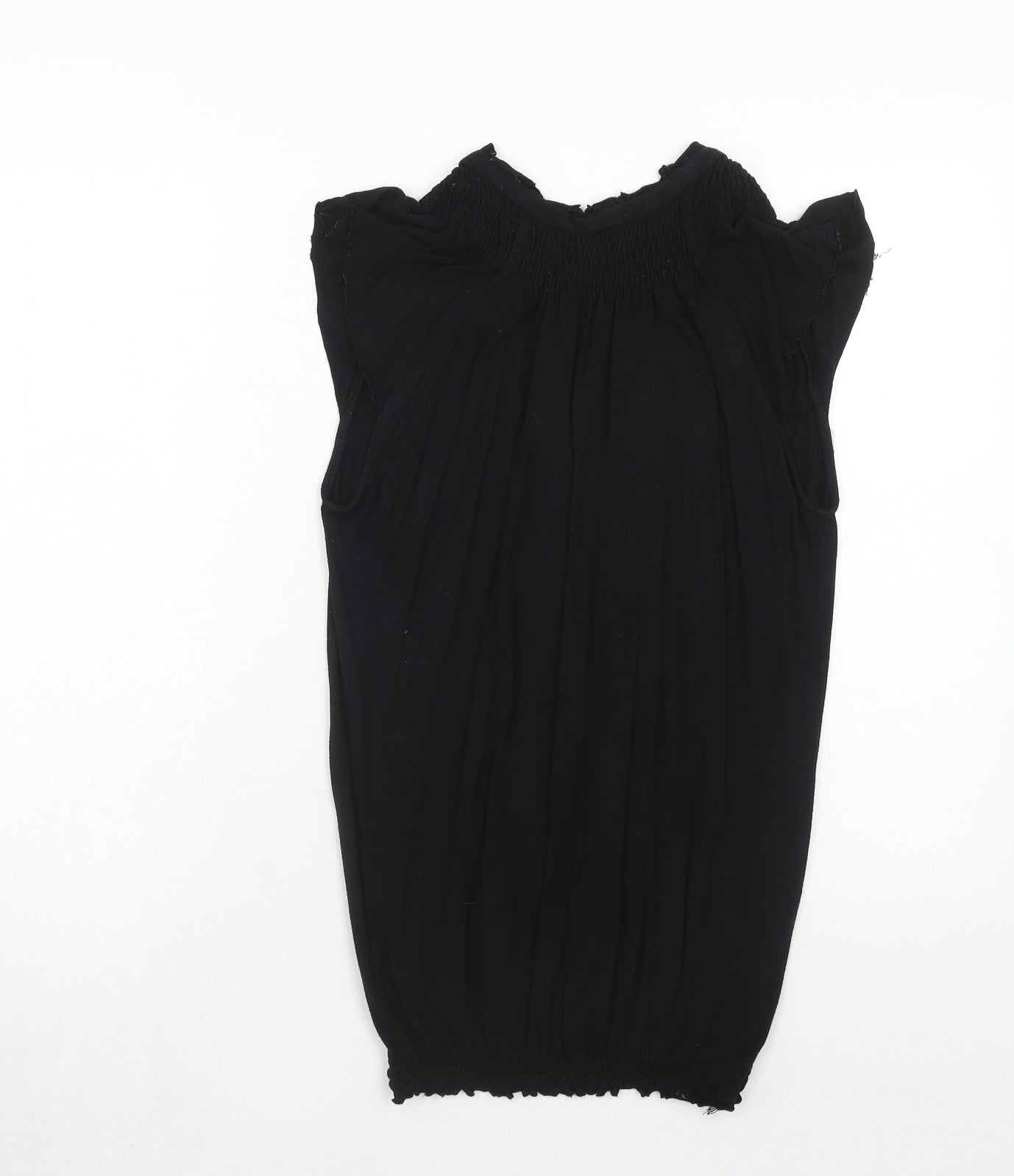 New Look Womens Black Viscose Basic Blouse Size 12 Round Neck