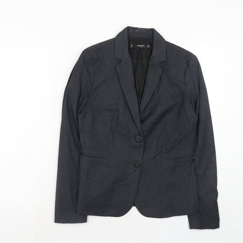 Mango Womens Blue Polyester Jacket Suit Jacket Size 8