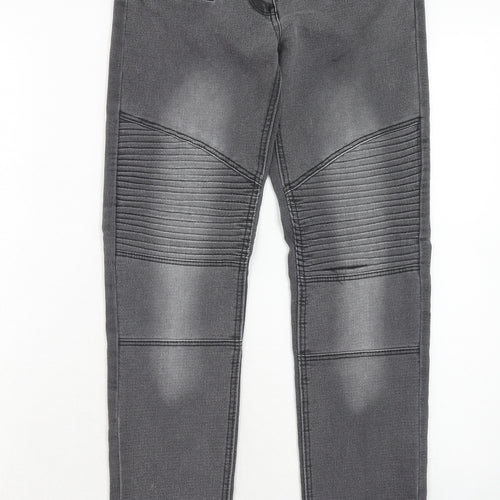 Real Denim Girls Grey Cotton Skinny Jeans Size 12 Years Regular Zip