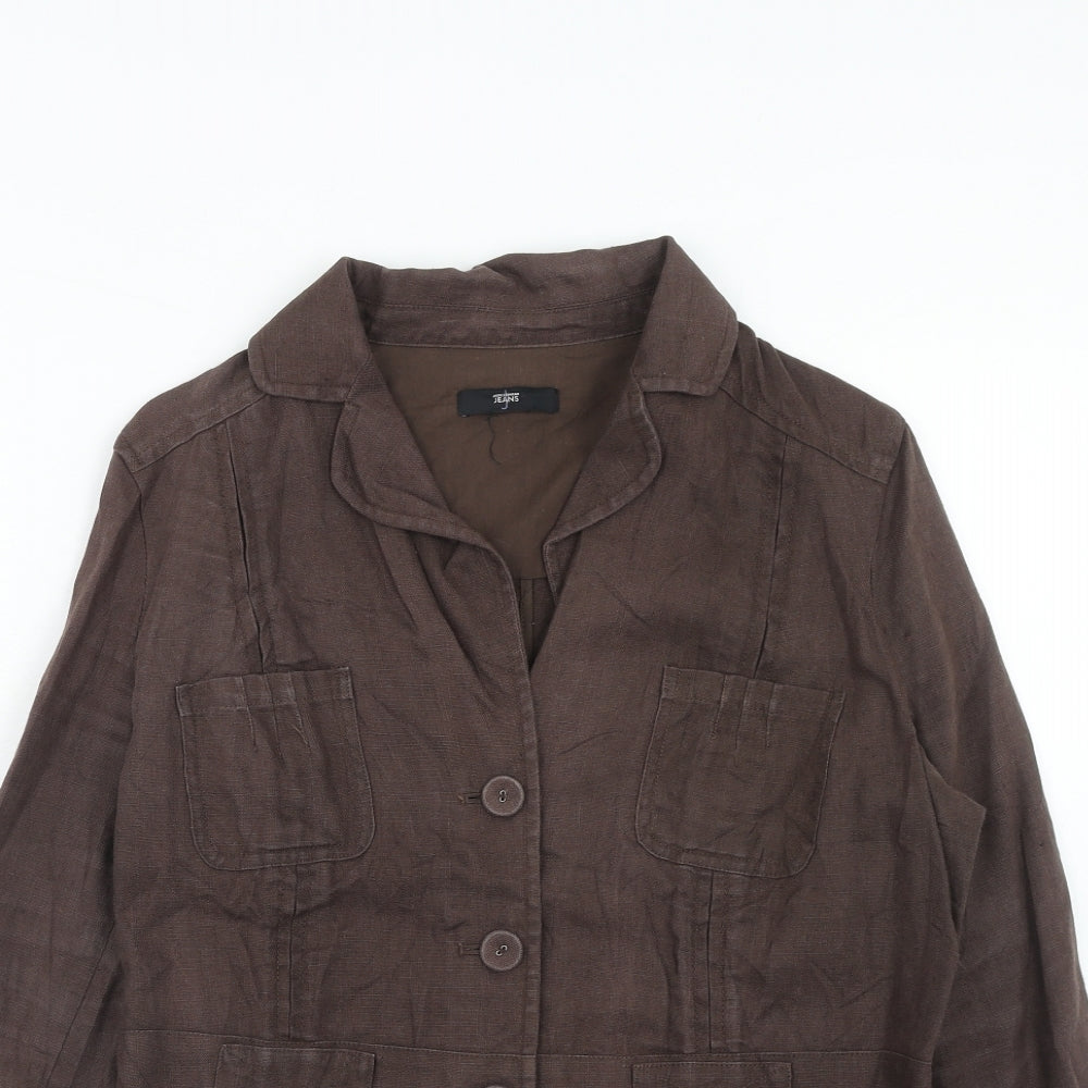 Jasper Conran Womens Brown Linen Jacket Blazer Size 14