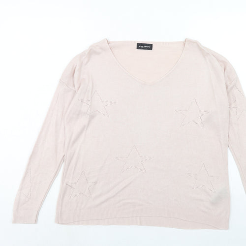 James Lakeland Womens Pink Scoop Neck Acrylic Pullover Jumper Size S - Size S/M