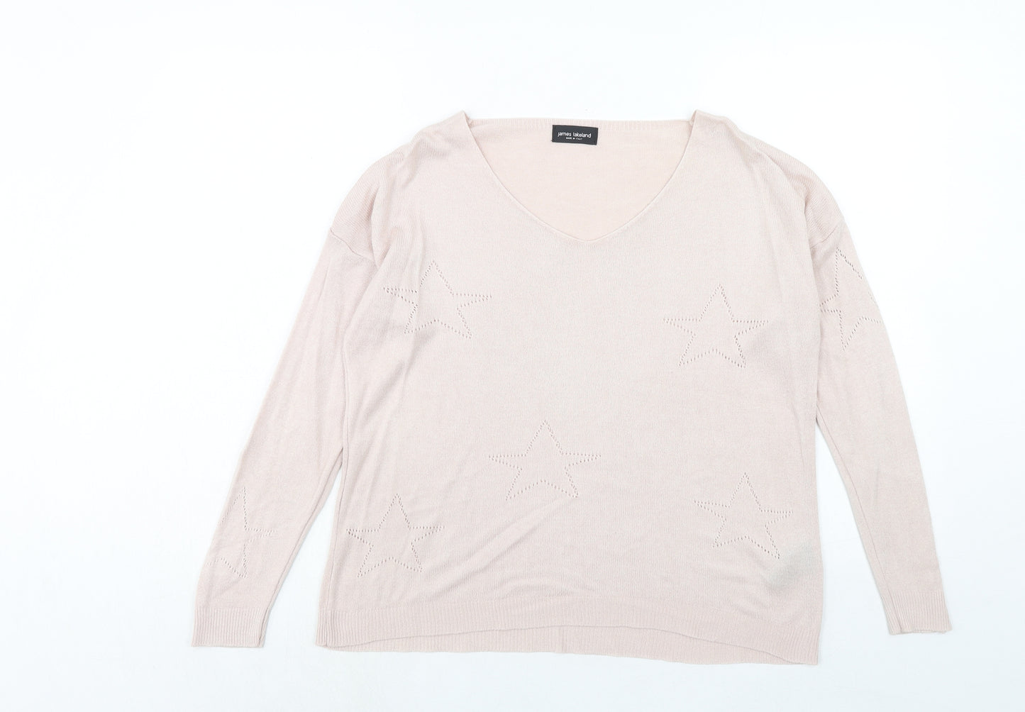James Lakeland Womens Pink Scoop Neck Acrylic Pullover Jumper Size S - Size S/M