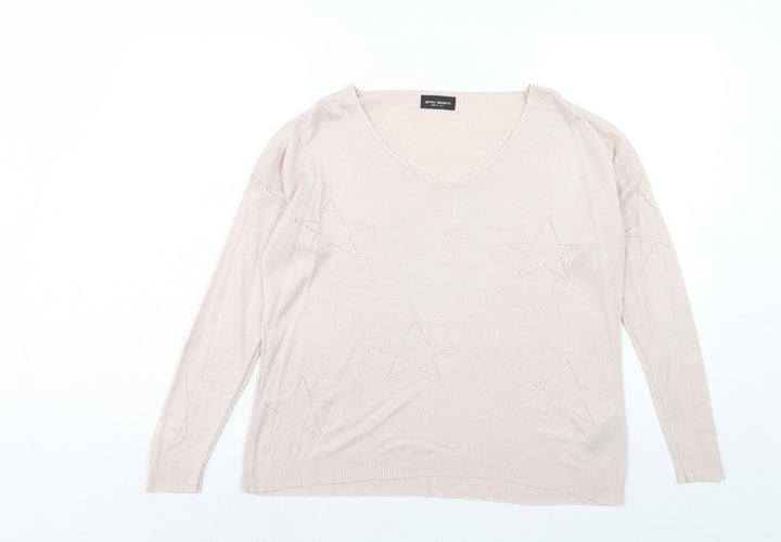 James Lakeland Womens Pink Scoop Neck Acrylic Pullover Jumper Size S - Size S/M