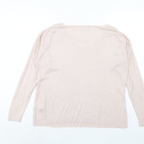 James Lakeland Womens Pink Scoop Neck Acrylic Pullover Jumper Size S - Size S/M