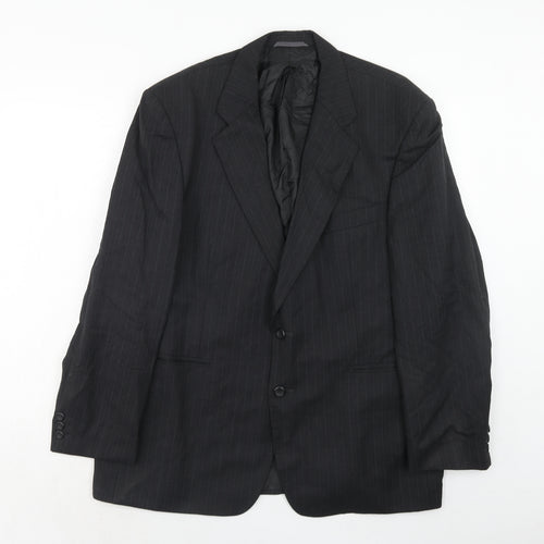 Burton Mens Grey Striped Polyester Jacket Suit Jacket Size 46 Regular