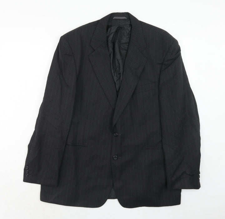 Burton Mens Grey Striped Polyester Jacket Suit Jacket Size 46 Regular