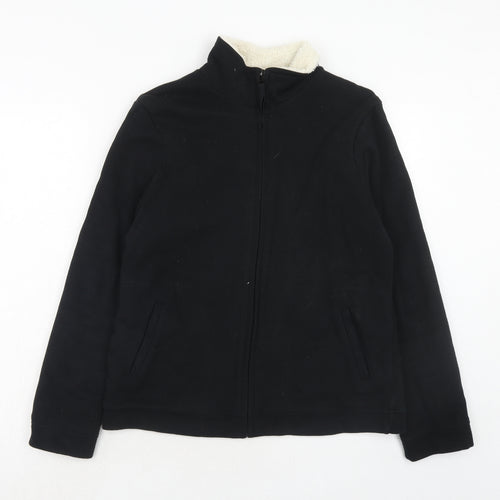 Marks and Spencer Womens Black High Neck Cotton Full Zip Jumper Size 10