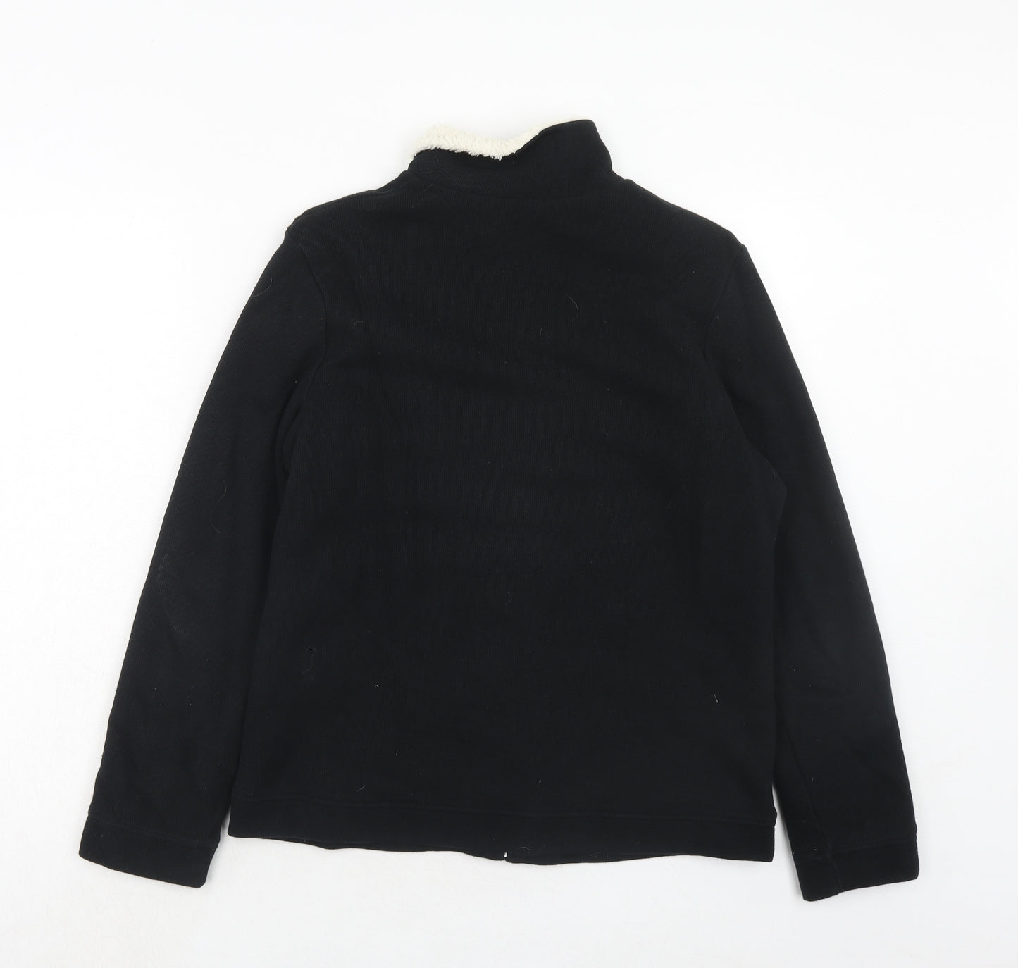 Marks and Spencer Womens Black High Neck Cotton Full Zip Jumper Size 10