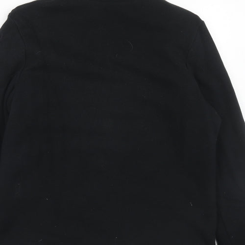 Marks and Spencer Womens Black High Neck Cotton Full Zip Jumper Size 10