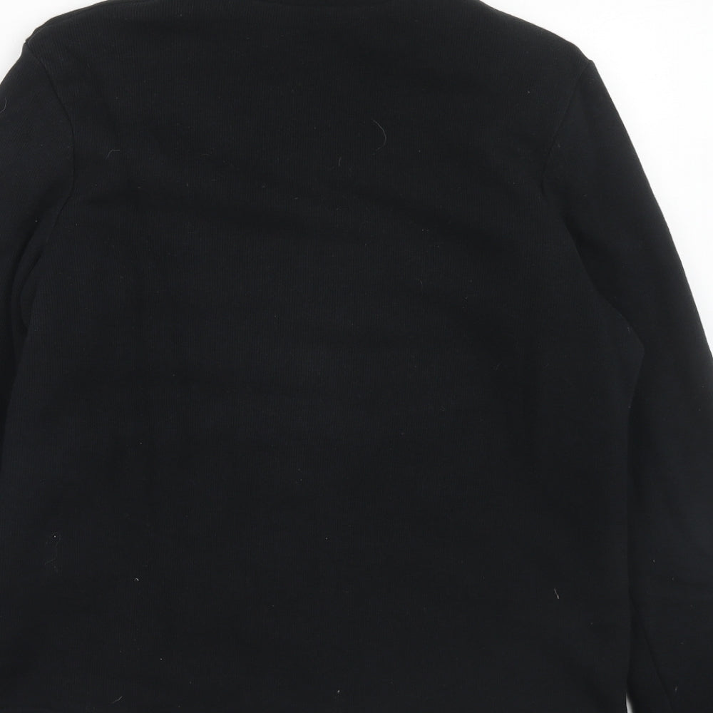 Marks and Spencer Womens Black High Neck Cotton Full Zip Jumper Size 10
