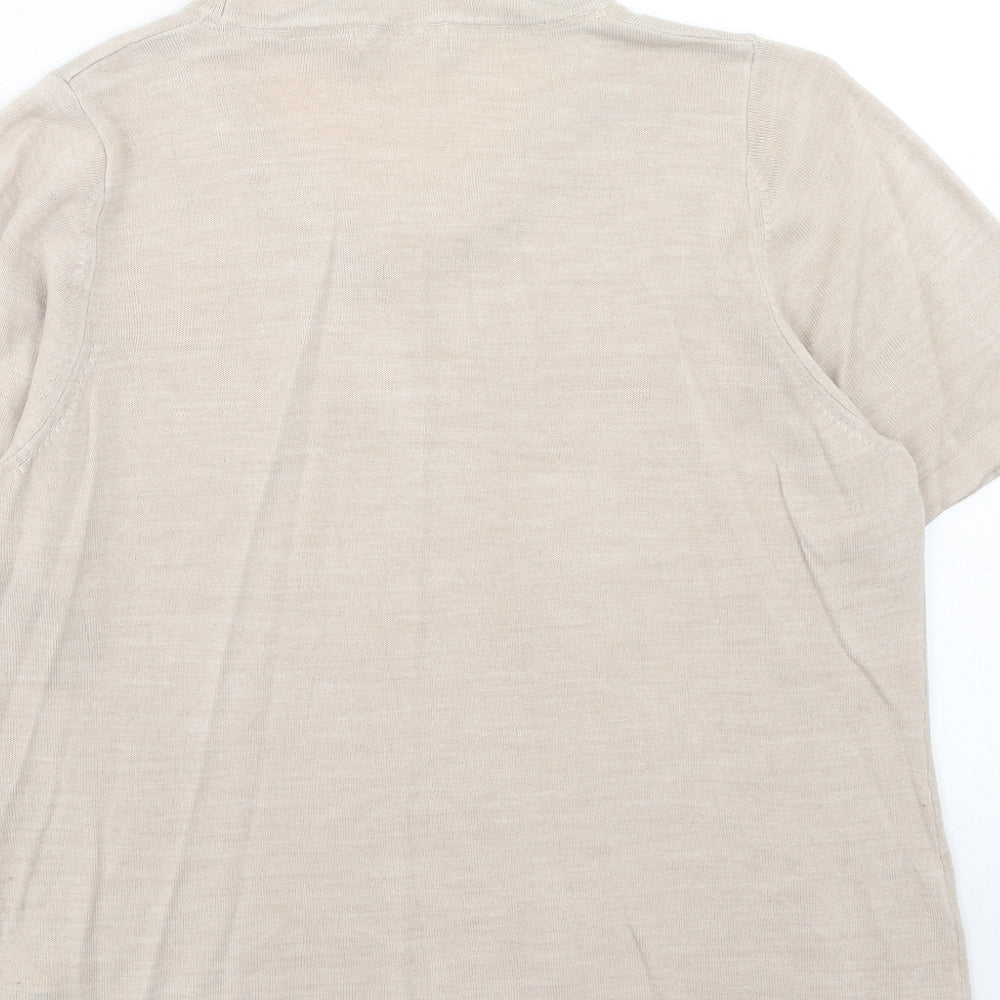 Marks and Spencer Womens Beige Round Neck Acrylic Pullover Jumper Size 16