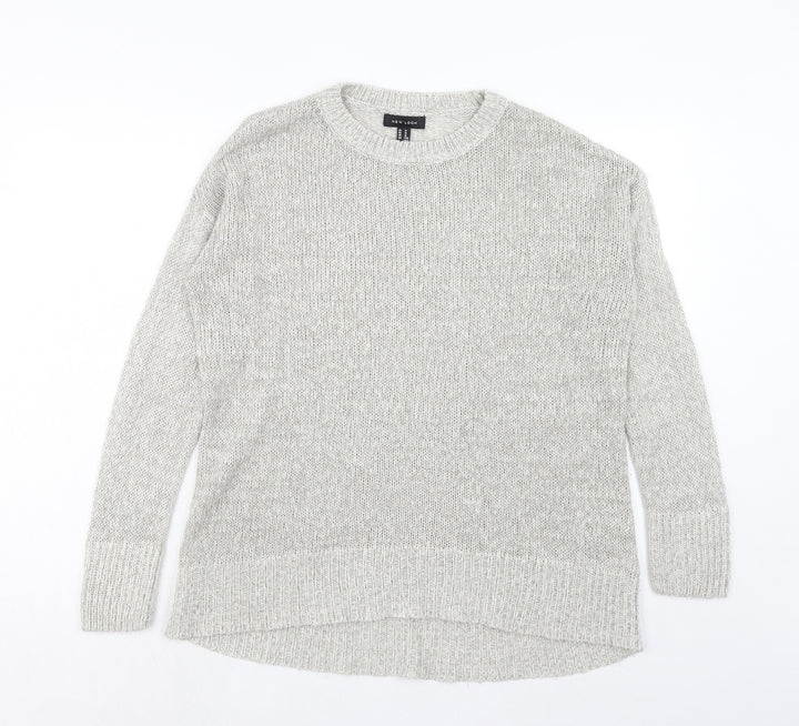 New Look Womens Grey Round Neck Acrylic Pullover Jumper Size M