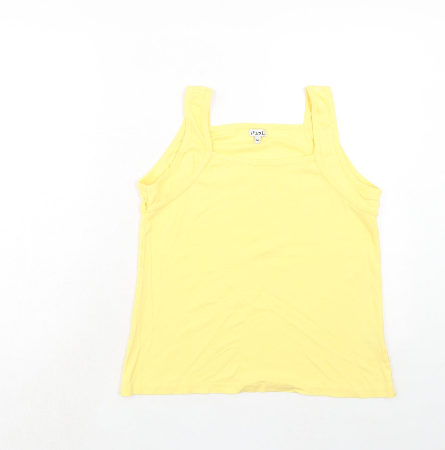 //Text.. Womens Yellow Cotton Basic Tank Size M Square Neck