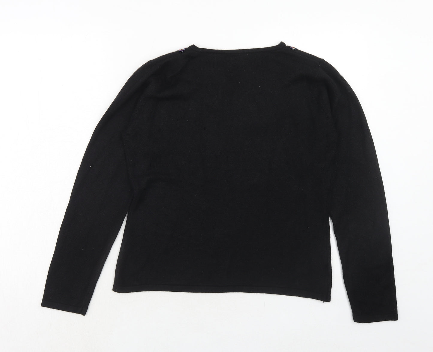 Sara Womens Black Round Neck Acrylic Pullover Jumper Size 14 - 14-16