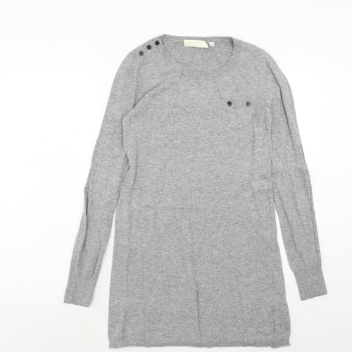 Ronit Zilkha Womens Grey Viscose Jumper Dress Size L Round Neck Pullover