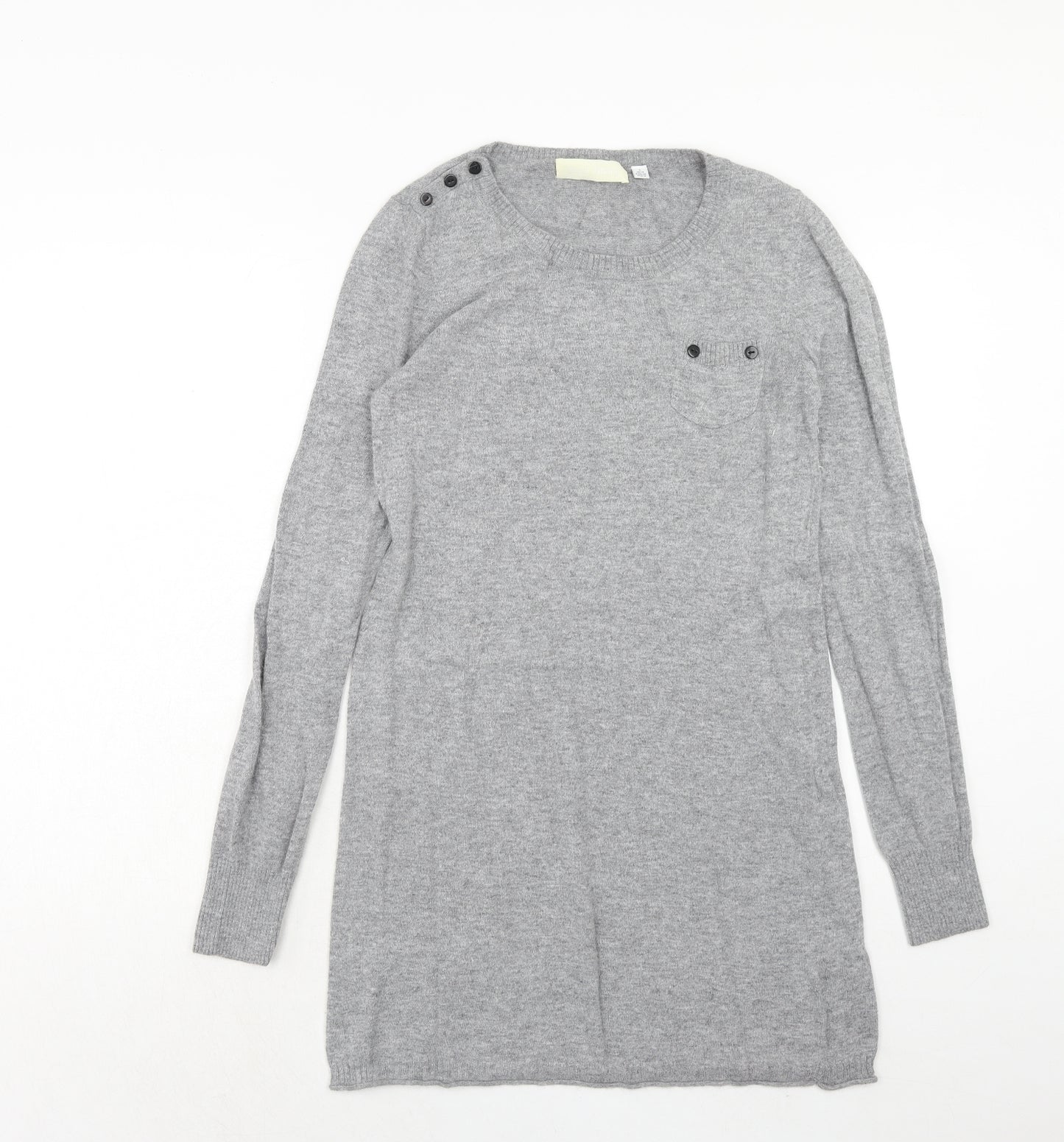Ronit Zilkha Womens Grey Viscose Jumper Dress Size L Round Neck Pullover