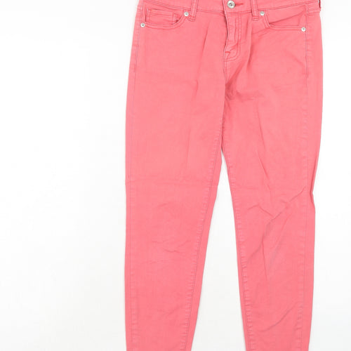 Uniqlo Womens Pink Cotton Skinny Jeans Size 28 in Regular Zip