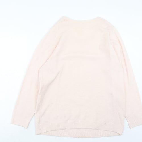 Evans Womens Pink Round Neck Acrylic Pullover Jumper Size 18 - Owl