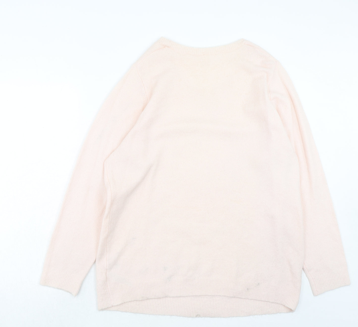Evans Womens Pink Round Neck Acrylic Pullover Jumper Size 18 - Owl